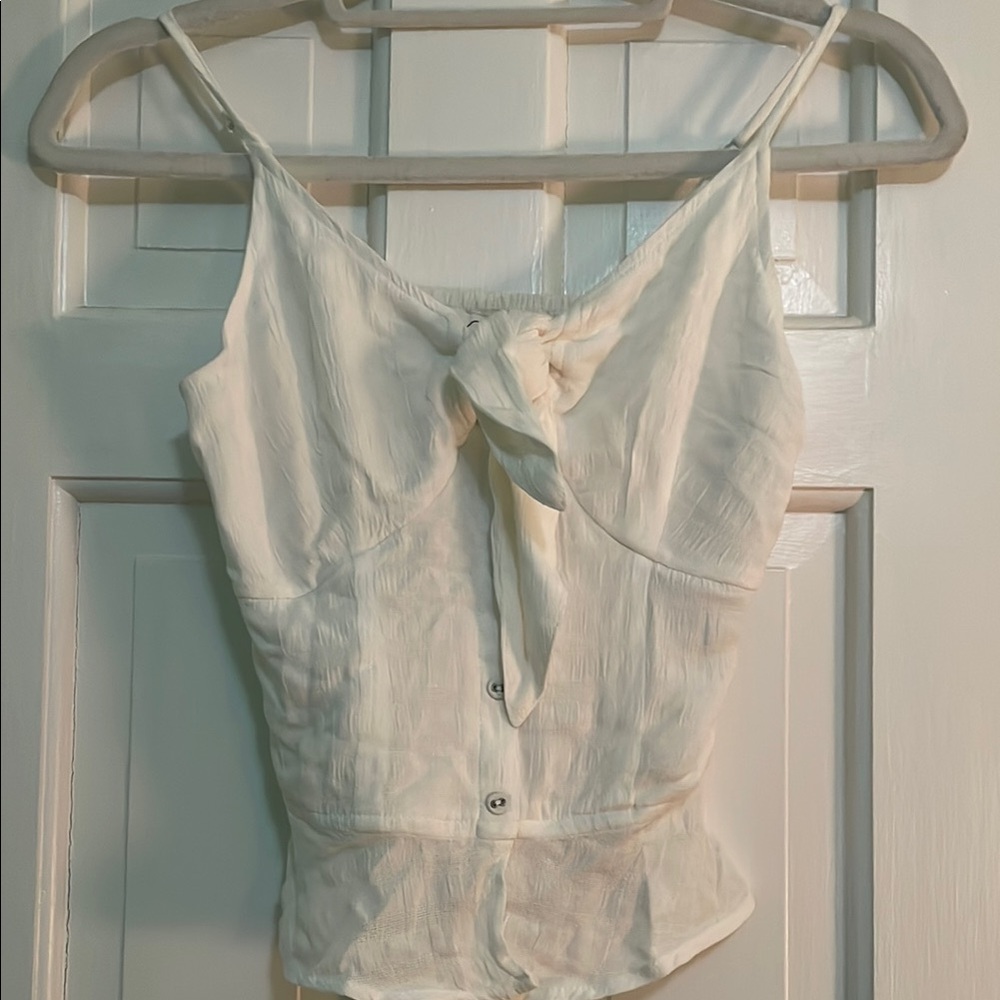 Japna Cream Sleeveless Tie-Front Camisole